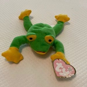 Ty Teenie Beanie Baby Green Yellow Smoochy Frog Tag McDonald’s Happy Meal